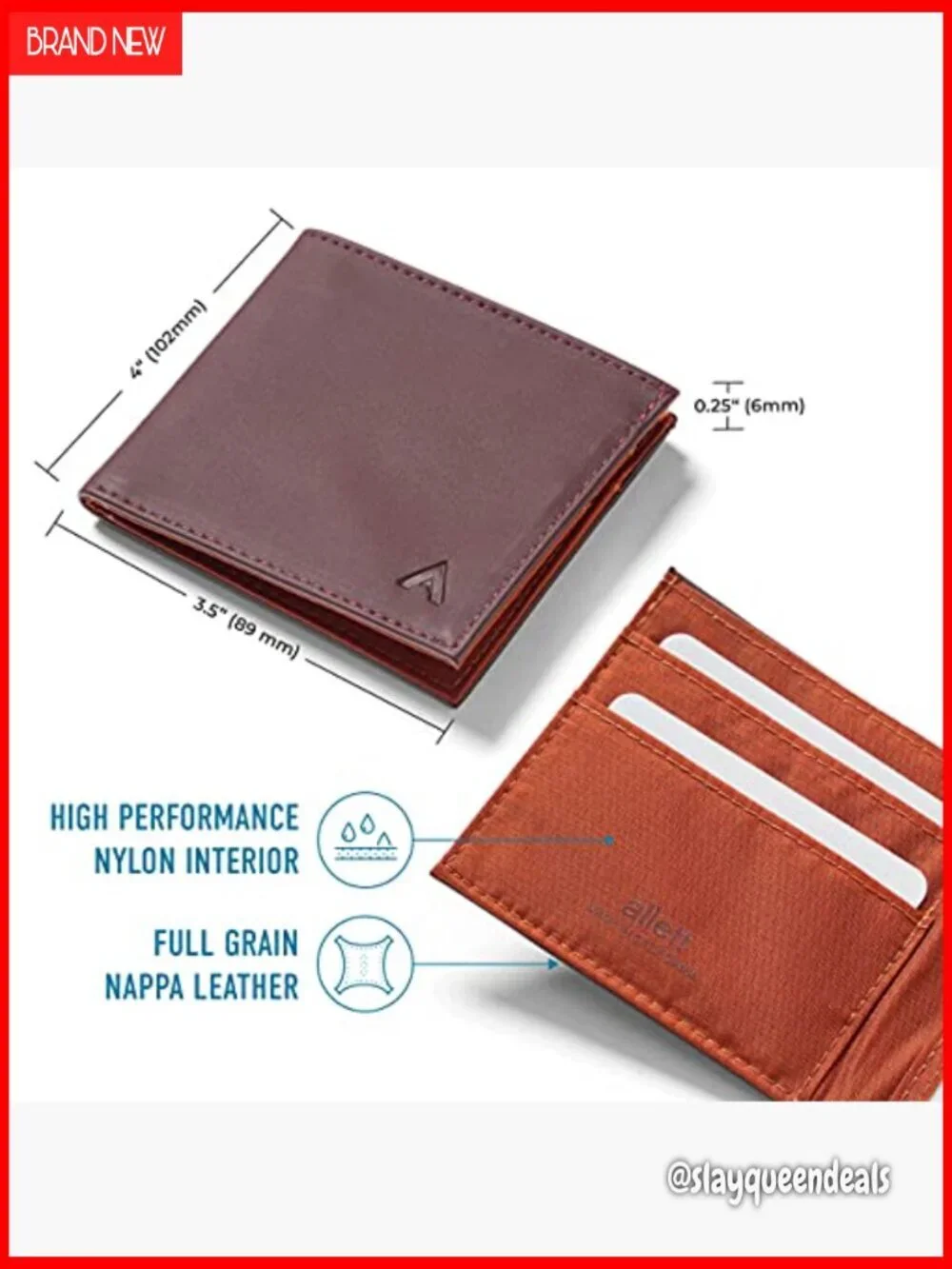 Slim RFID Blocking Leather Bifold Wallet, Water Resistant, Holds 4-12+ Cards